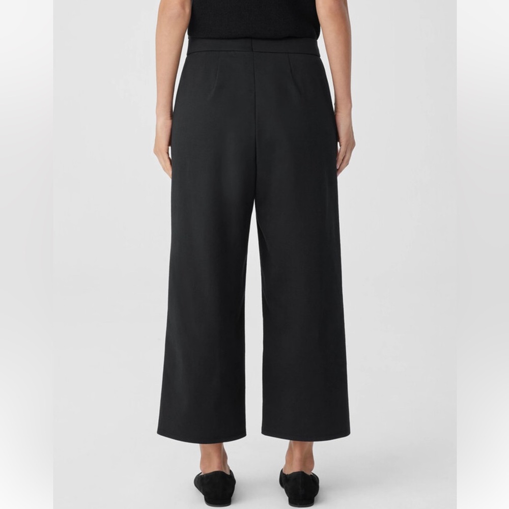 Eileen Fisher Cotton Tencel Black Ponte Wide-Leg Women's Pants, new without tags - Picture 3 of 6